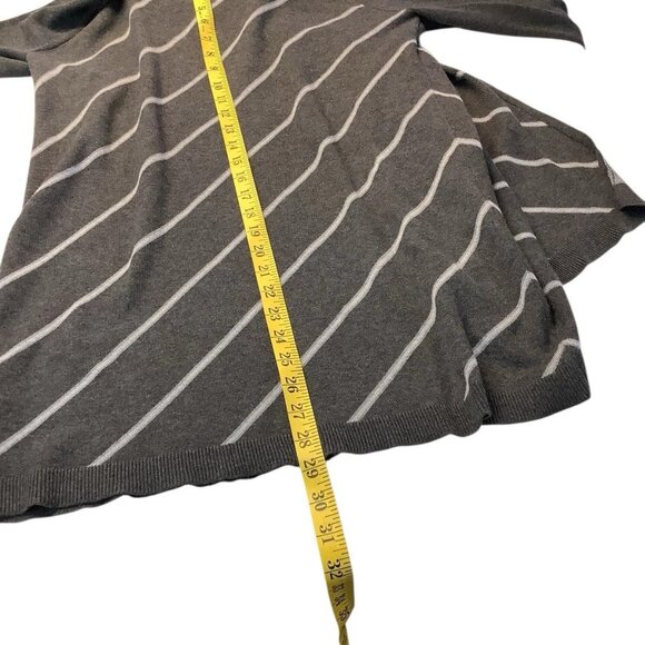 White House Black Market Pullover Wrap Sweater Gray Striped Turtleneck Womens M - Picture 8 of 10